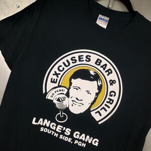 Mike Lange Pittsburgh Penguins Vintage 2000s Southside Bar Shirt Medium Hockey